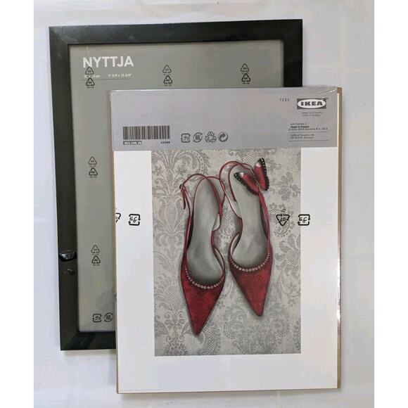 Shoes Butterfly Set of 2 Pictures Ikea Janie Secker Posters 1 Black Frame New - Picture 1 of 7